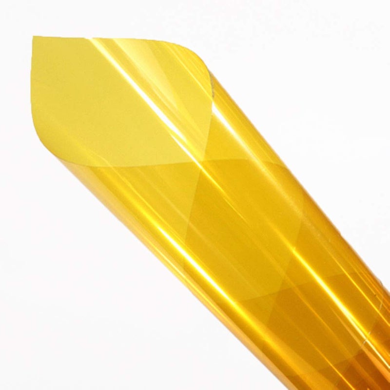 SUMAGITIN Transparent Decorative Window Film Anti UV Colorful Adhesive Vinyl Heat Insulation Solar Window Tinting Sheets Glass Film for Christmas Home Decoration, 17.7Inch x 78.7Inch, Yellow - Image 2